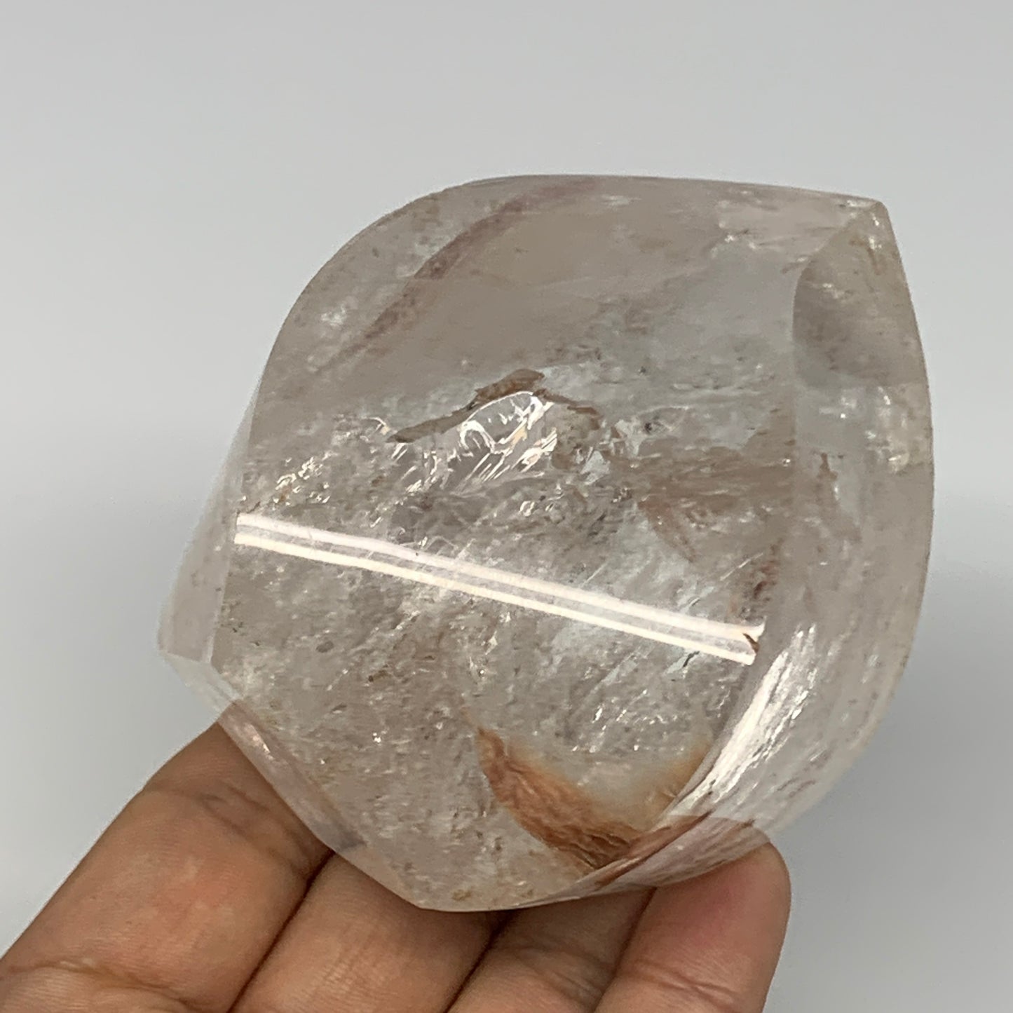 409.9g, 3.3"x2.5"x2.1", Natural Quartz Flame Polished Crystal @Brazil, B19150