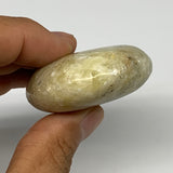 93.2g, 2.4"x1.9"x0.8", Natural Yellow Calcite Palm-Stone Crystal Polished Reiki,