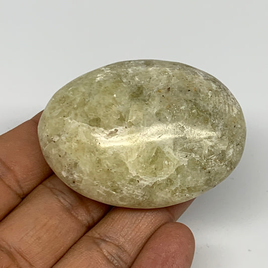 72g, 2.2"x1.6"x0.8", Natural Yellow Calcite Palm-Stone Crystal Polished Reiki, B