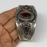 33.4g, 1.6" Red Carnelian Turkmen Cuff Bracelet Tribal Small Marquise, B13460