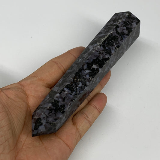 244.2g, 6.4" x 1.3" x 1.1" Indigo Gabro Merlinite Point Tower @Madagascar,B18363