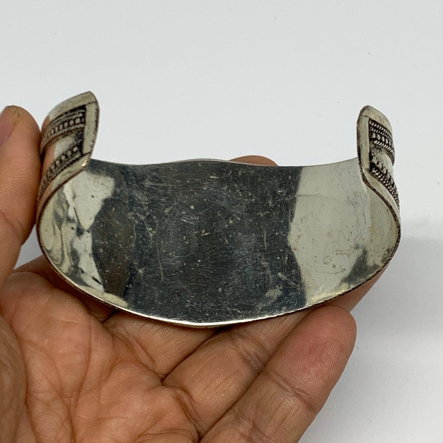 33.4g, 1.6" Red Carnelian Turkmen Cuff Bracelet Tribal Small Marquise, B13460