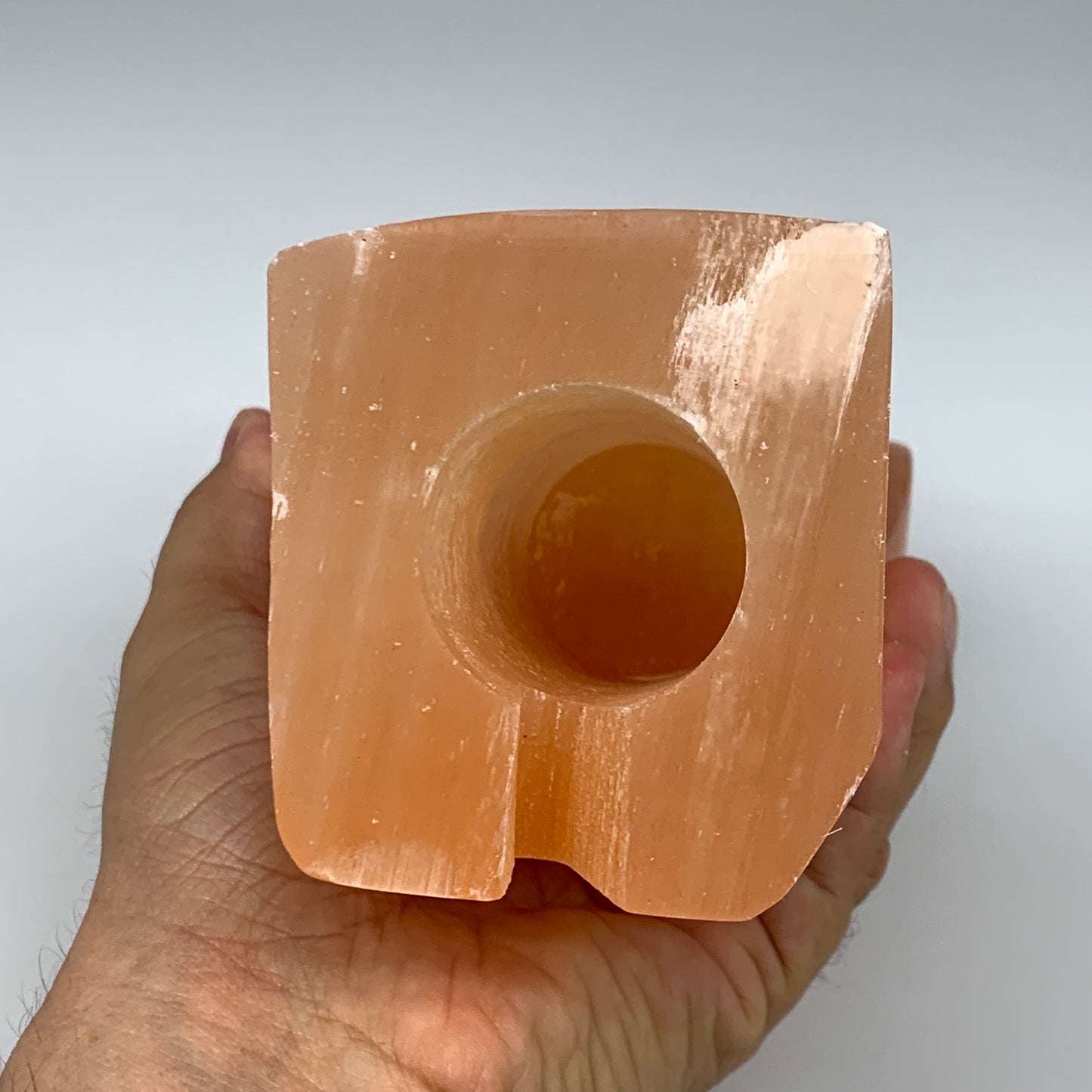 1812g, 8.1"x4.2"x2.9" Orange Selenite (Satin Spar) Angel Lamps @Morocco,B9443