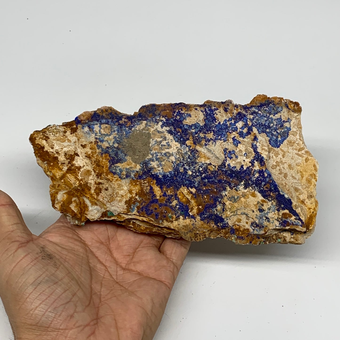 467g, 6.6"x3.6"x0.9", Azurite Malachite Cerussite Mineral Specimen @Morocco, B11