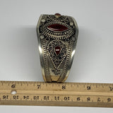 33.4g, 1.6" Red Carnelian Turkmen Cuff Bracelet Tribal Small Marquise, B13460