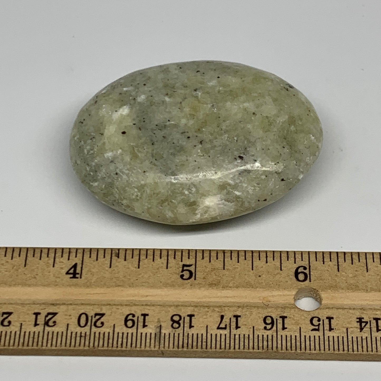 92.9g, 2.4"x1.8"x0.9", Natural Yellow Calcite Palm-Stone Crystal Polished Reiki,