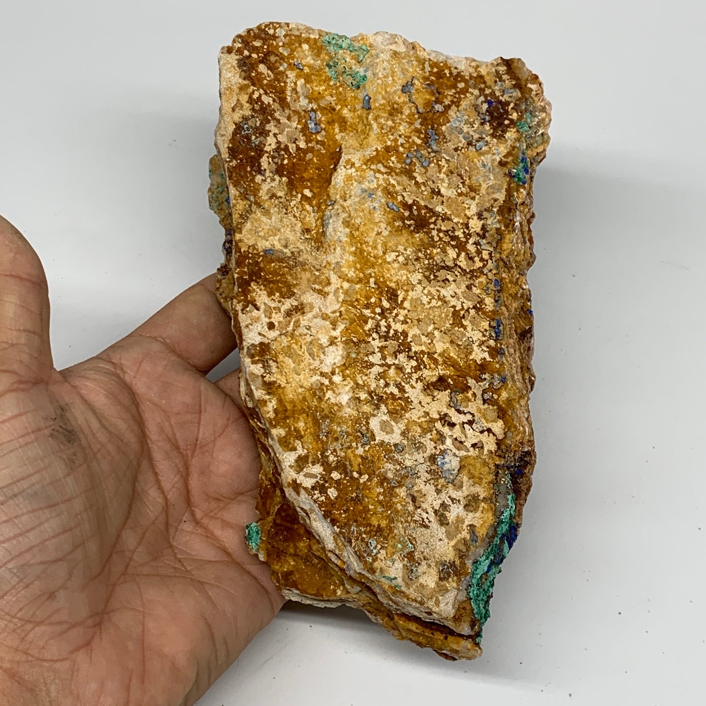 467g, 6.6"x3.6"x0.9", Azurite Malachite Cerussite Mineral Specimen @Morocco, B11