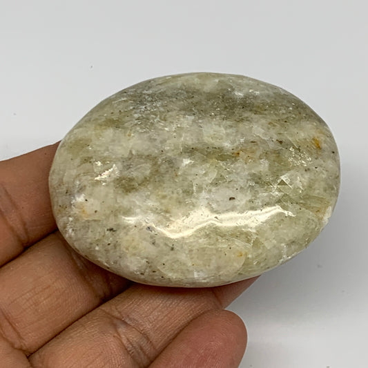 100.8g, 2.3"x1.9"x1", Natural Yellow Calcite Palm-Stone Crystal Polished Reiki,