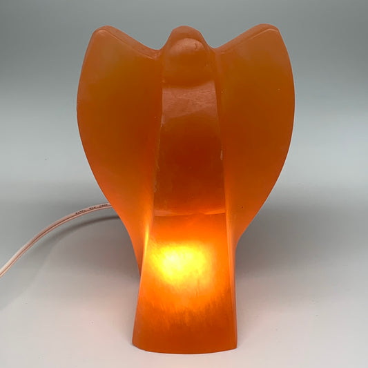 2140g, 8"x5.1"x3" Orange Selenite (Satin Spar) Angel Lamps @Morocco,B9445