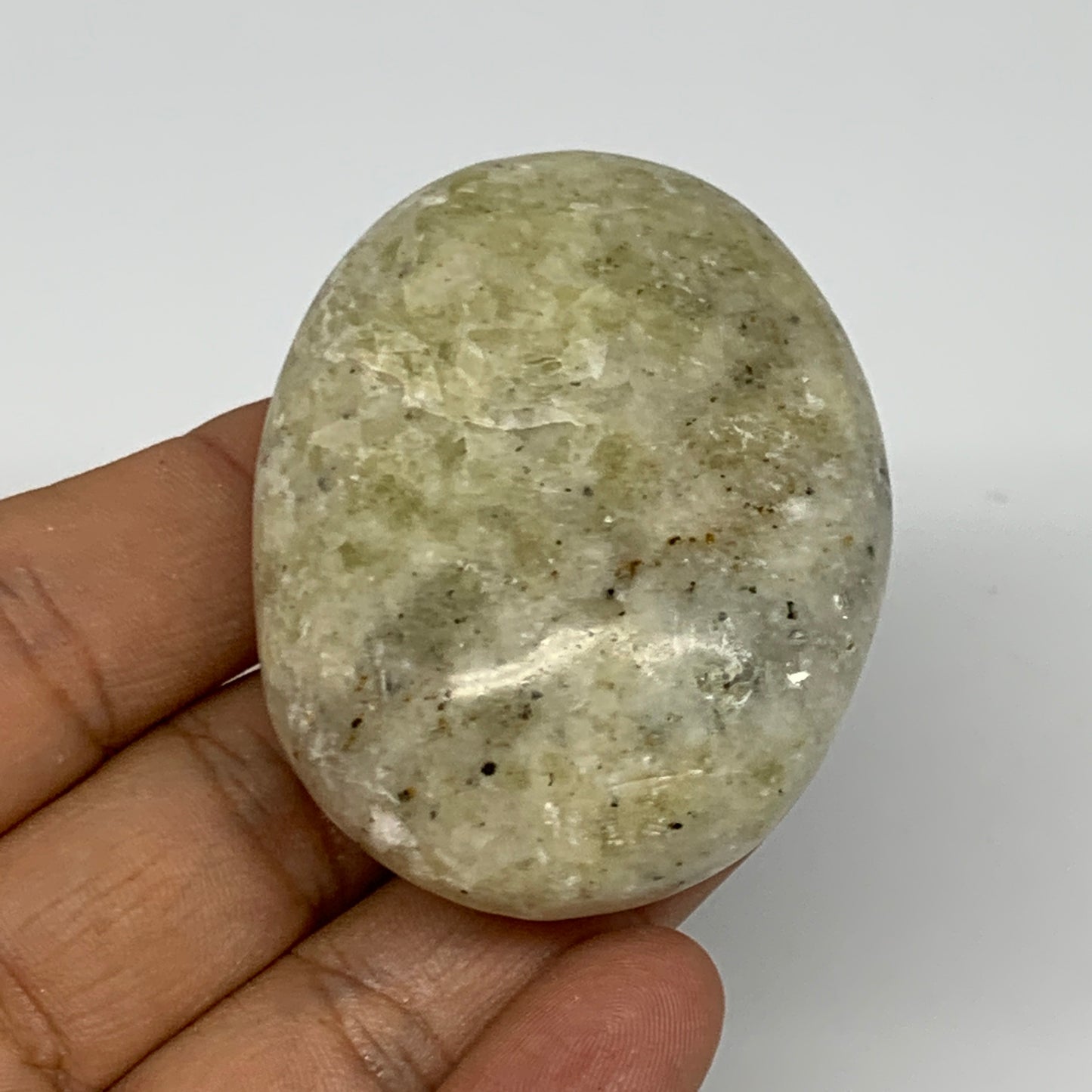 95.9g, 2.1"x1.7"x1", Natural Yellow Calcite Palm-Stone Crystal Polished Reiki, B