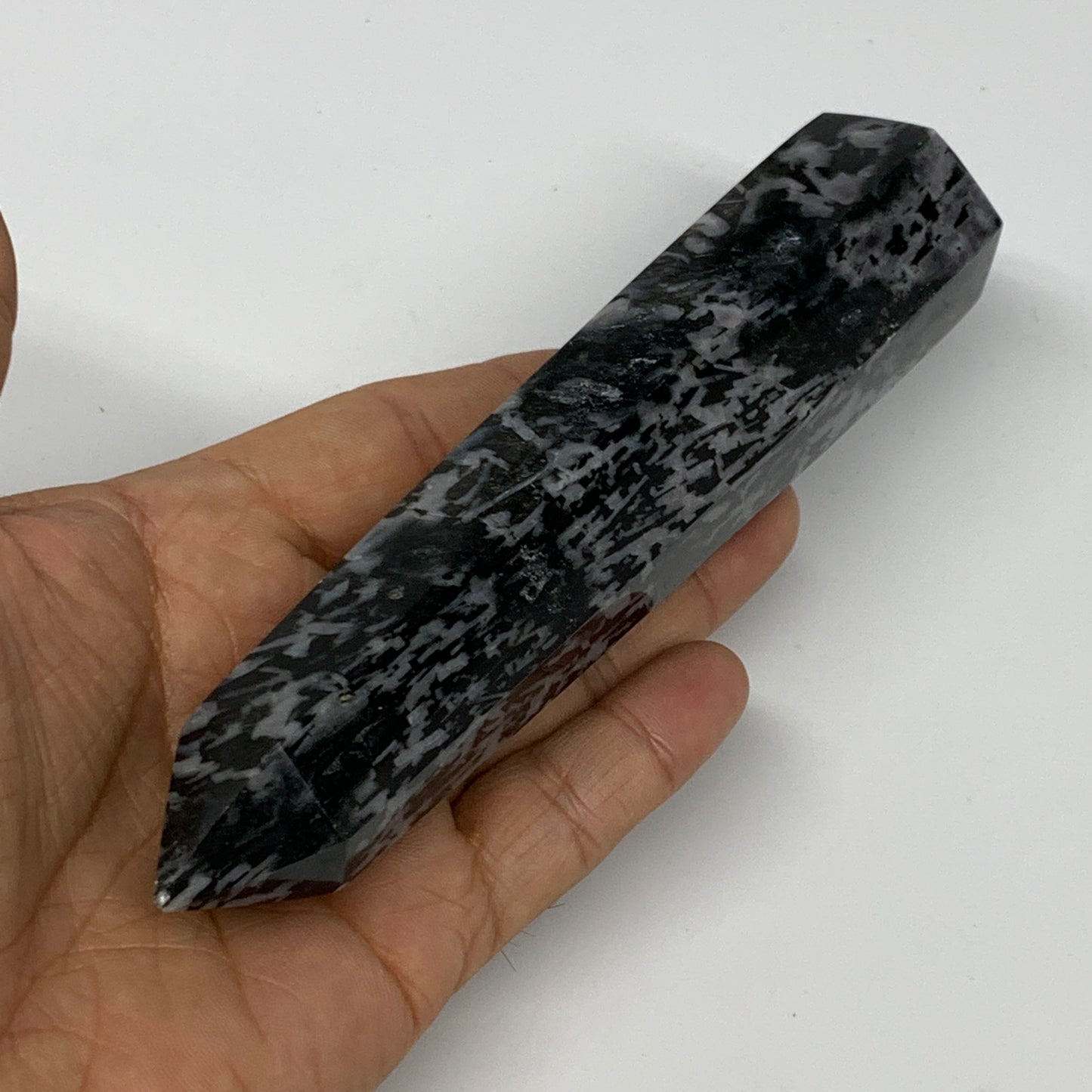 262.3g, 6" x 1.4" x 1.2" Indigo Gabro Merlinite Point Tower @Madagascar,B18365
