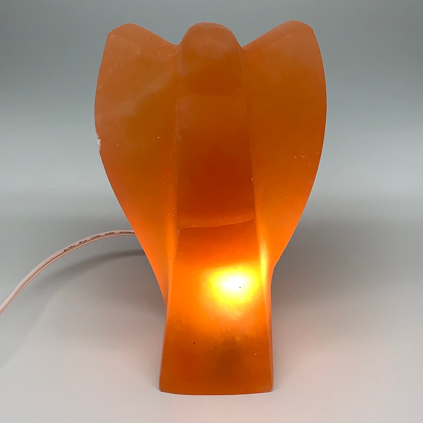 1906g, 8.25"x4.6"x3" Orange Selenite (Satin Spar) Angel Lamps @Morocco,B9446