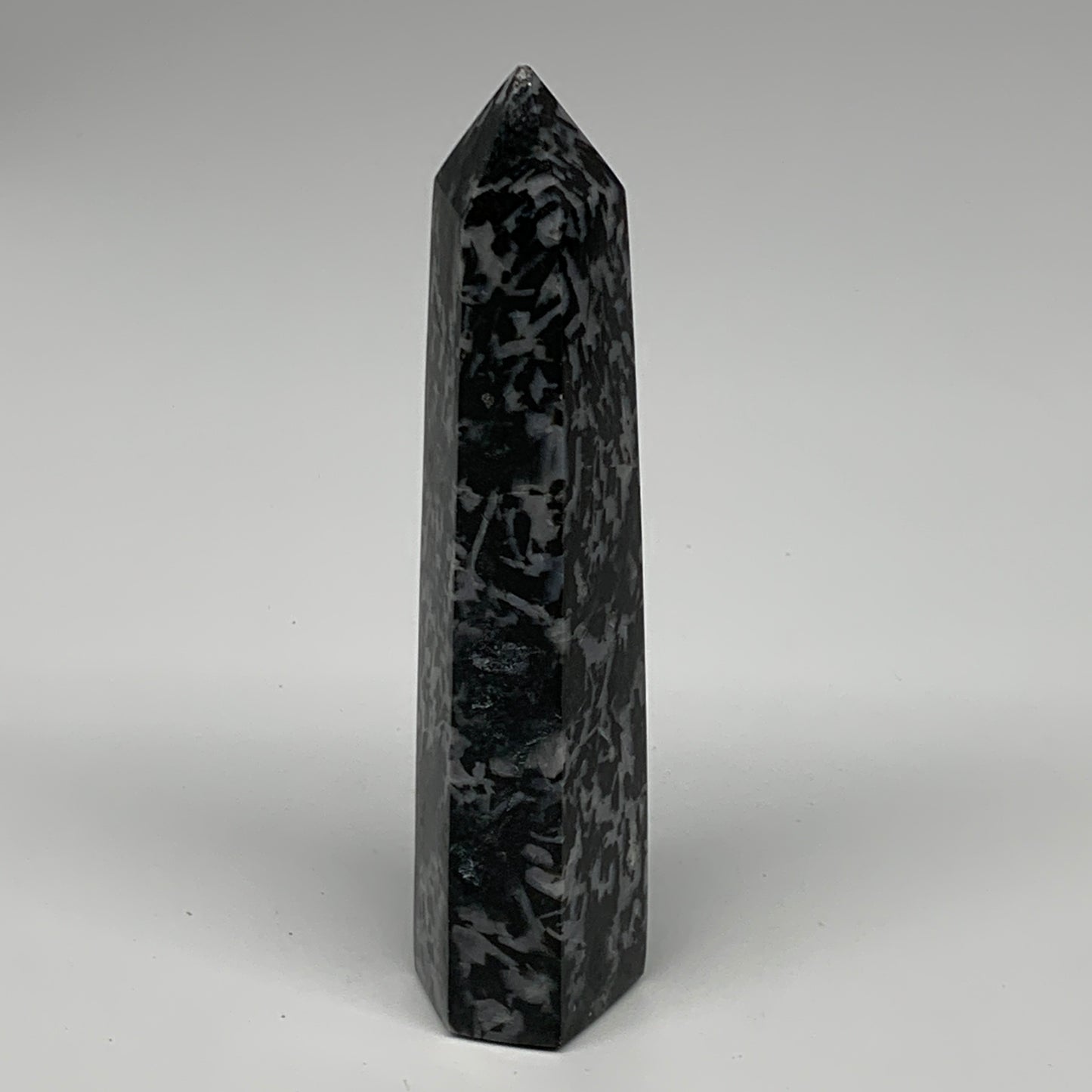 262.3g, 6" x 1.4" x 1.2" Indigo Gabro Merlinite Point Tower @Madagascar,B18365