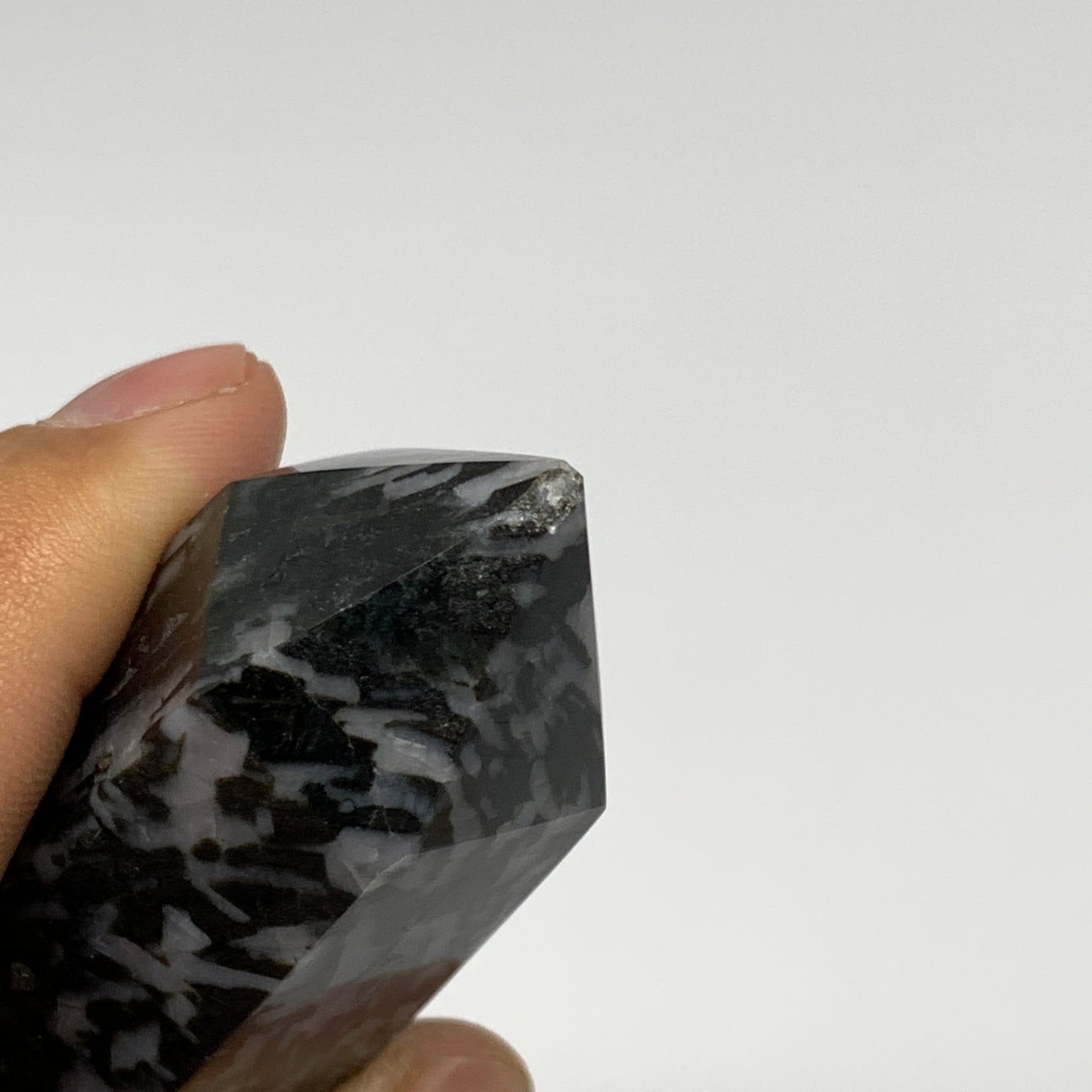 262.3g, 6" x 1.4" x 1.2" Indigo Gabro Merlinite Point Tower @Madagascar,B18365