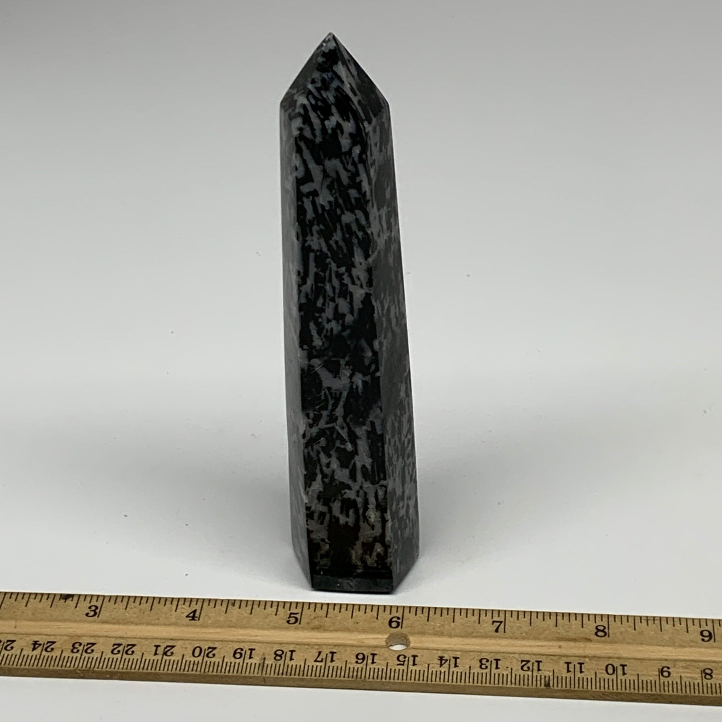 262.3g, 6" x 1.4" x 1.2" Indigo Gabro Merlinite Point Tower @Madagascar,B18365