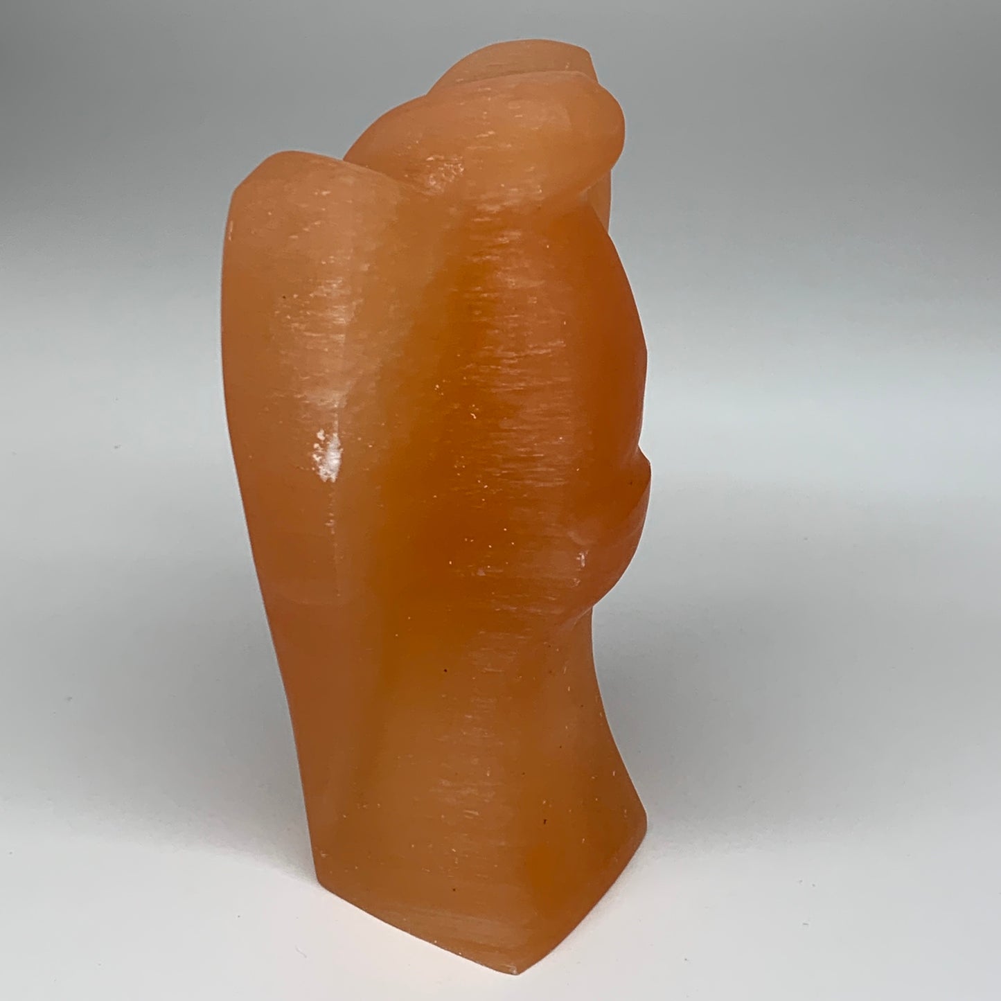 1906g, 8.25"x4.6"x3" Orange Selenite (Satin Spar) Angel Lamps @Morocco,B9446