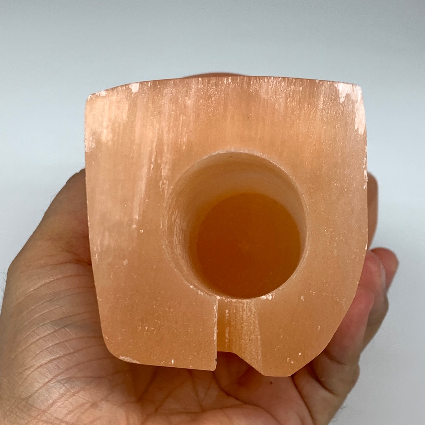 1906g, 8.25"x4.6"x3" Orange Selenite (Satin Spar) Angel Lamps @Morocco,B9446