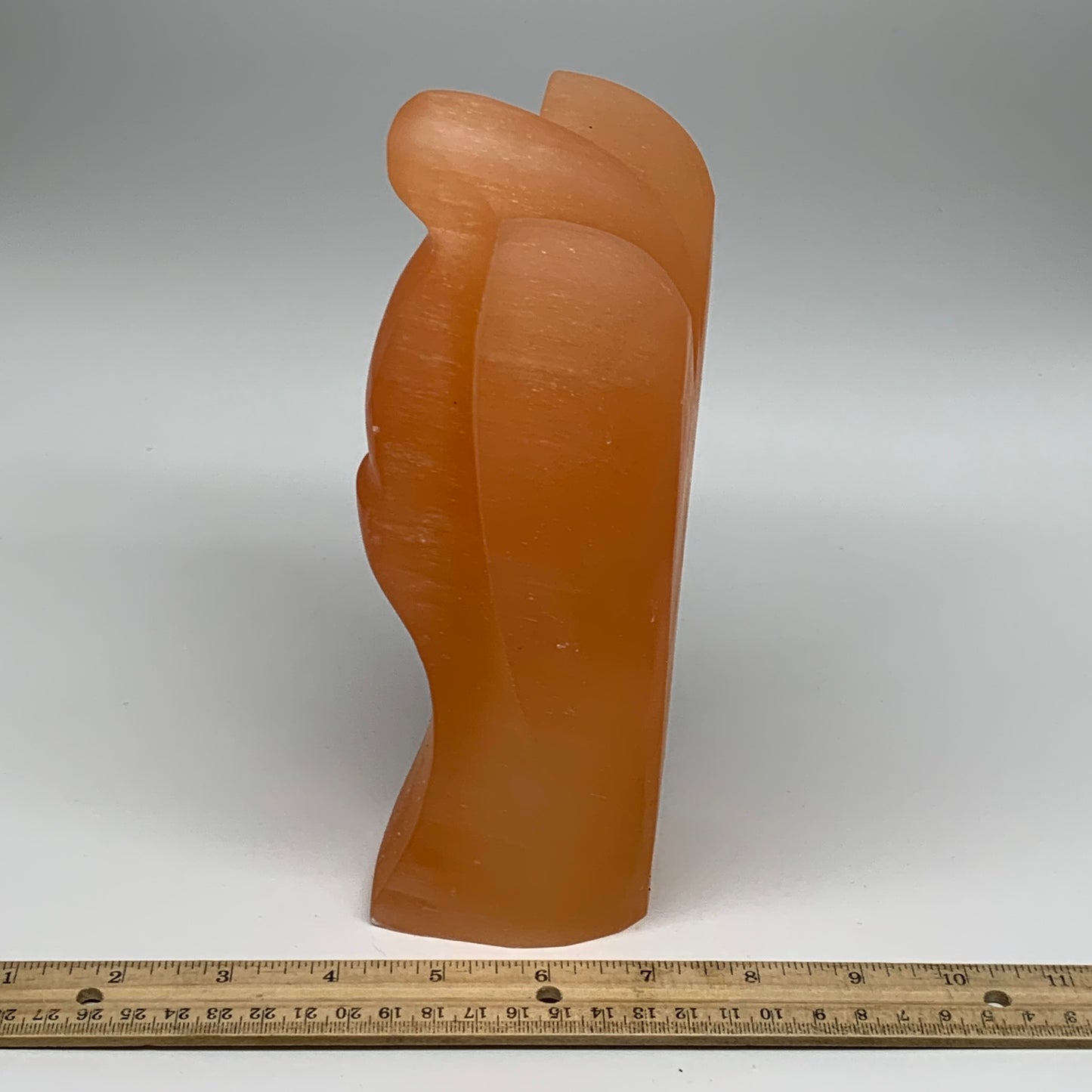 1906g, 8.25"x4.6"x3" Orange Selenite (Satin Spar) Angel Lamps @Morocco,B9446