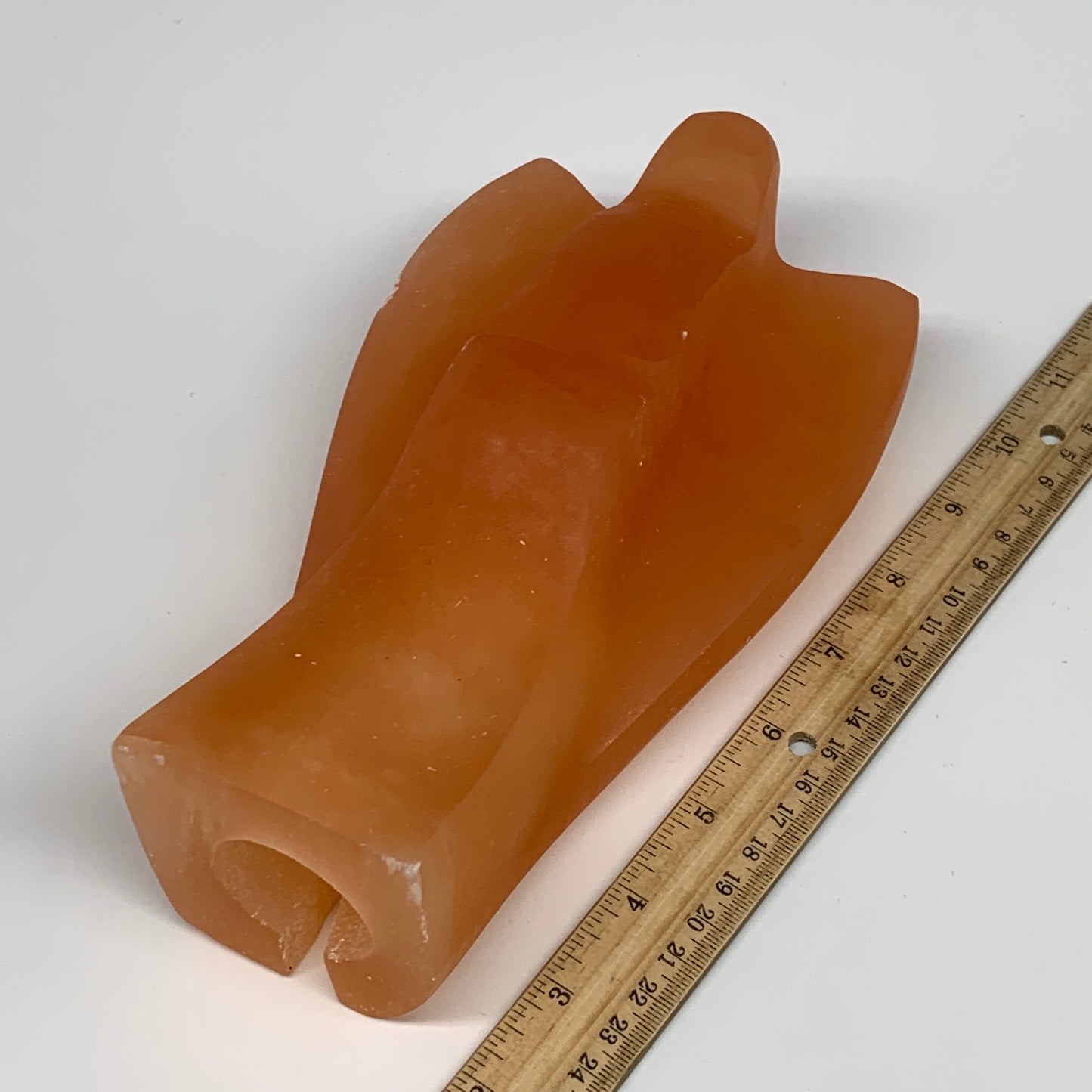 1906g, 8.25"x4.6"x3" Orange Selenite (Satin Spar) Angel Lamps @Morocco,B9446