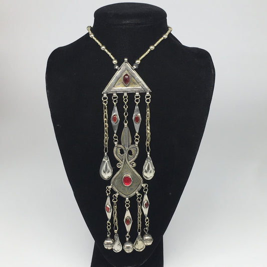 91.3g, 21" Turkmen Necklace Pendant Long Necktie Old Vintage Gold-Gilded,TN371