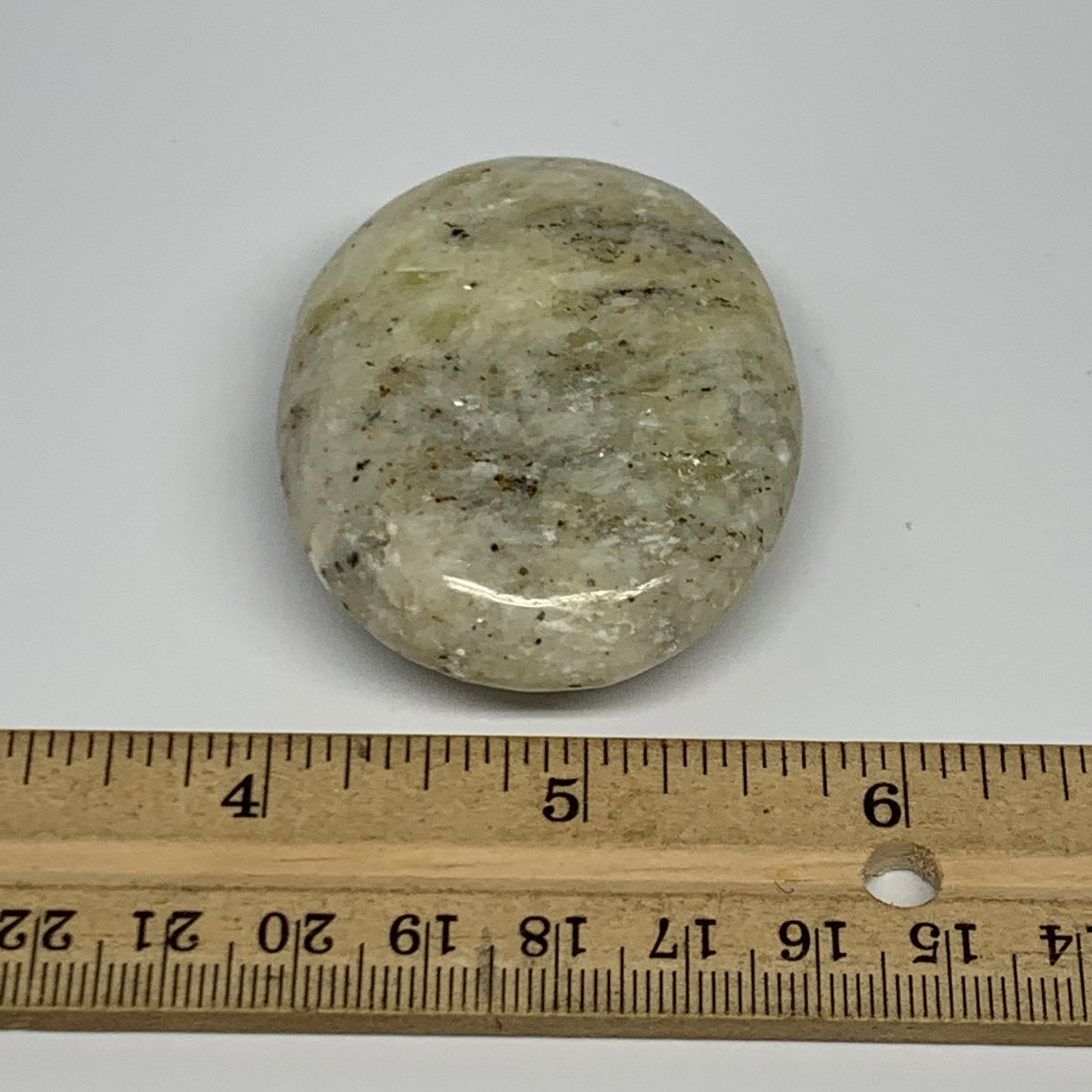 76.5g, 2.2"x1.8"x0.7", Natural Yellow Calcite Palm-Stone Crystal Polished Reiki,