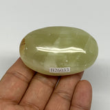 87.6g, 2.3"x1.5"x1" Natural Green Onyx Palm-Stone Reiki @Afghanistan, B26033