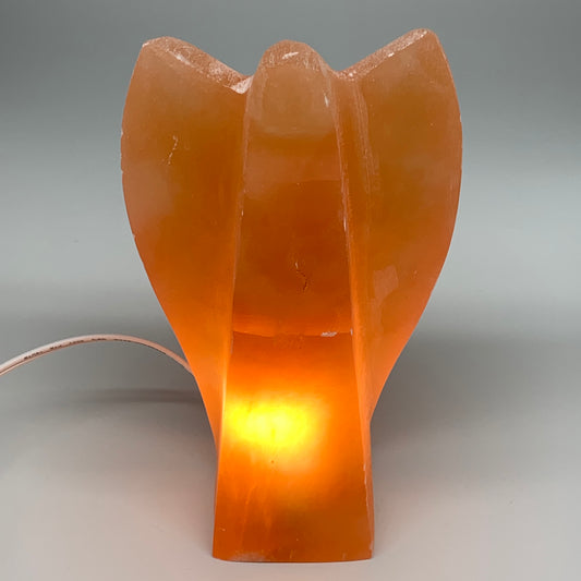 1858g, 8.25"x4.9"x2.8" Orange Selenite (Satin Spar) Angel Lamps @Morocco,B9448