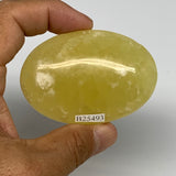 98.1g, 2.6"x1.8"x0.8", Lemon Calcite Palm-Stone Crystal Polished @Pakistan,B2549