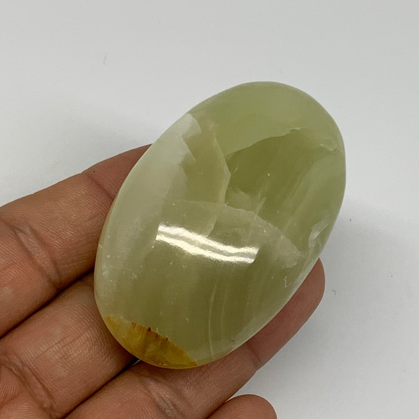 87.6g, 2.3"x1.5"x1" Natural Green Onyx Palm-Stone Reiki @Afghanistan, B26033