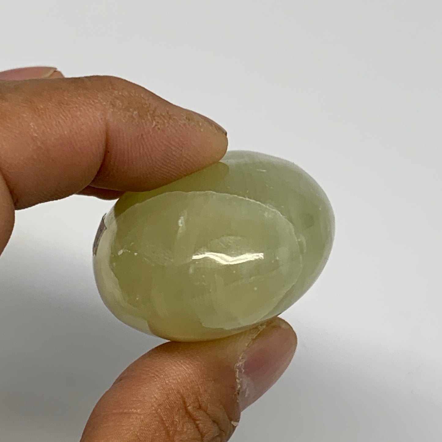 87.6g, 2.3"x1.5"x1" Natural Green Onyx Palm-Stone Reiki @Afghanistan, B26033