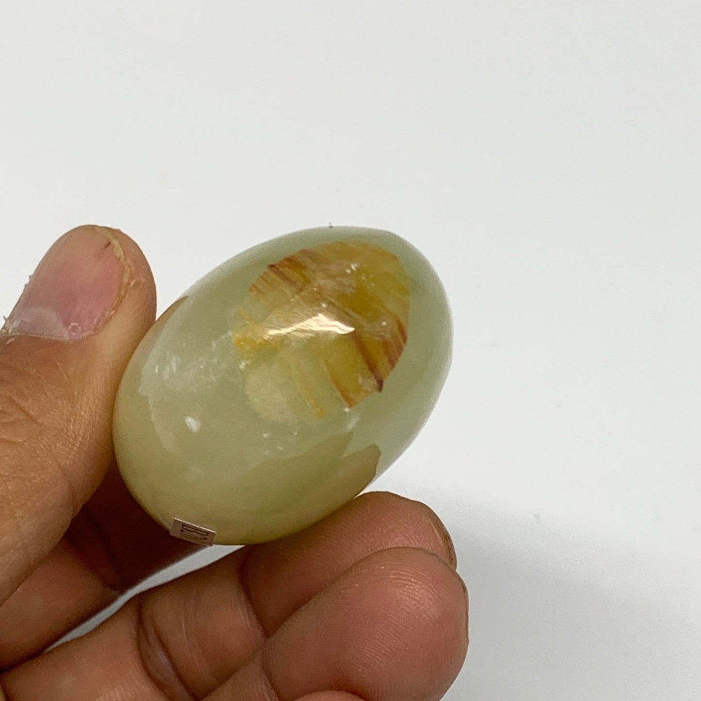 87.6g, 2.3"x1.5"x1" Natural Green Onyx Palm-Stone Reiki @Afghanistan, B26033