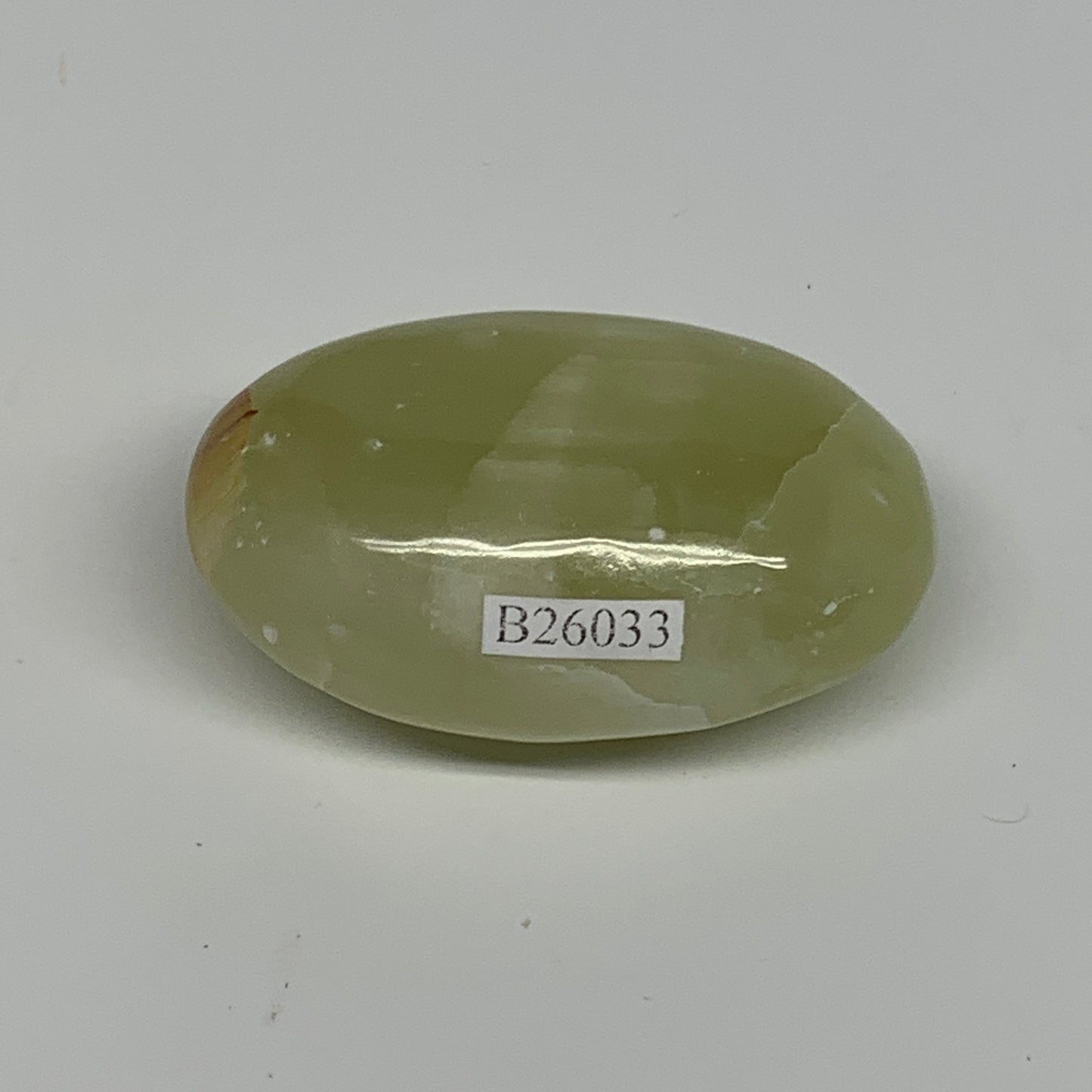 87.6g, 2.3"x1.5"x1" Natural Green Onyx Palm-Stone Reiki @Afghanistan, B26033