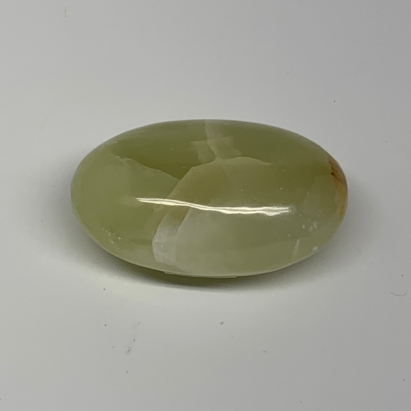 87.6g, 2.3"x1.5"x1" Natural Green Onyx Palm-Stone Reiki @Afghanistan, B26033