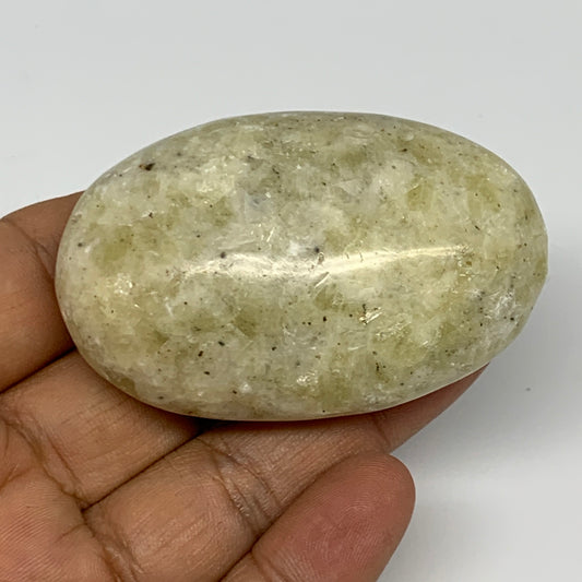 93g, 2.5"x1.6"x1", Natural Yellow Calcite Palm-Stone Crystal Polished Reiki, B16