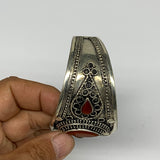 31.6g, 1.6" Red Carnelian Turkmen Cuff Bracelet Tribal Small Marquise, B13466