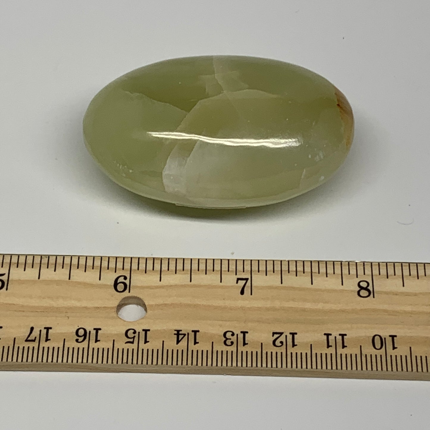 87.6g, 2.3"x1.5"x1" Natural Green Onyx Palm-Stone Reiki @Afghanistan, B26033