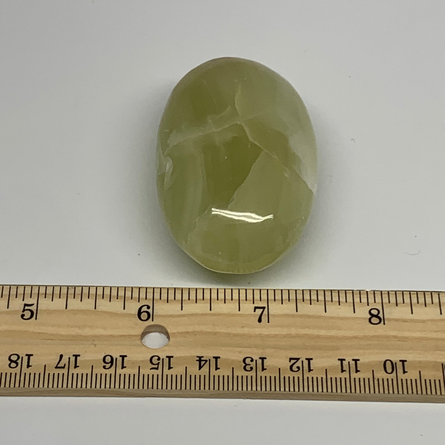 87.6g, 2.3"x1.5"x1" Natural Green Onyx Palm-Stone Reiki @Afghanistan, B26033