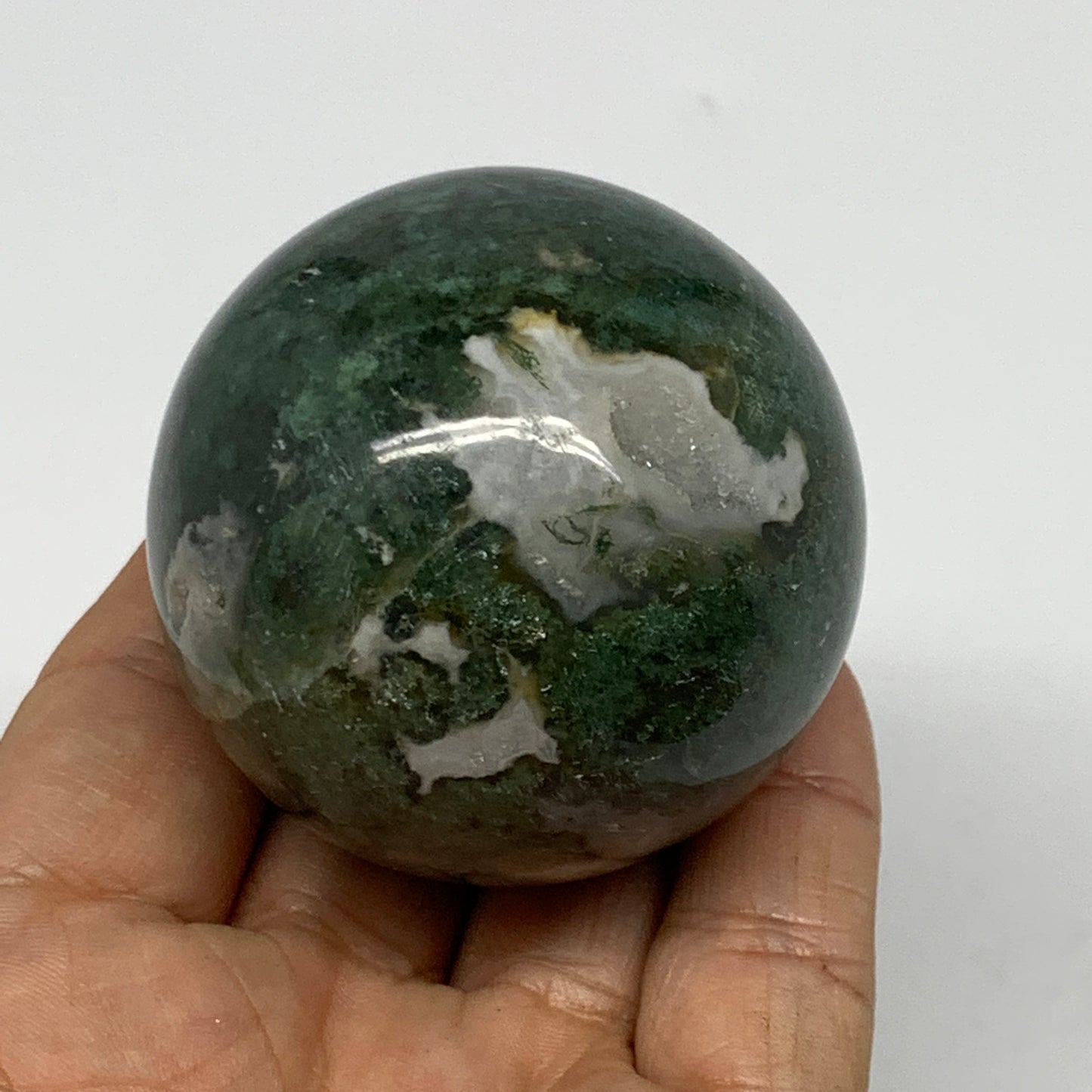 189.3g,2"(52mm), Natural Moss Agate Sphere Ball Gemstone @India,B22437