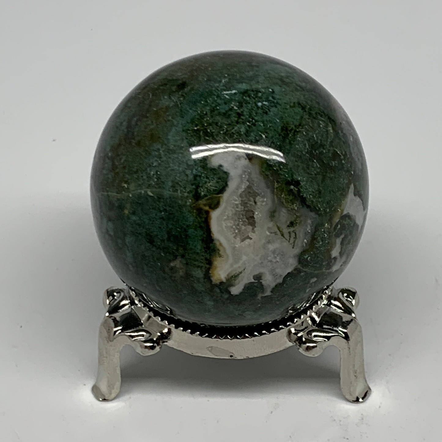 189.3g,2"(52mm), Natural Moss Agate Sphere Ball Gemstone @India,B22437