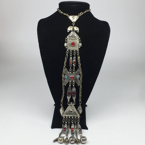 139g, 20" Turkmen Necklace Pendant Long Necktie Old Vintage Gold-Gilded,TN377