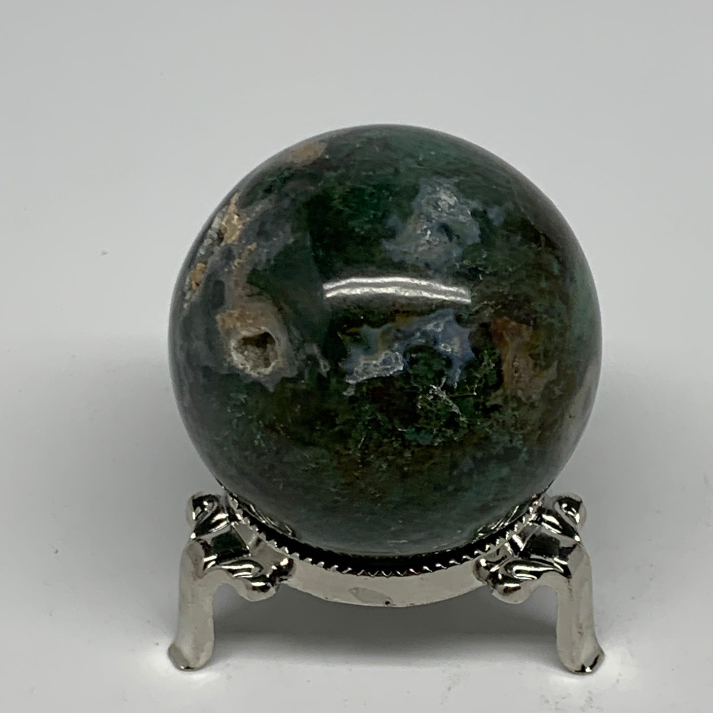 189.3g,2"(52mm), Natural Moss Agate Sphere Ball Gemstone @India,B22437