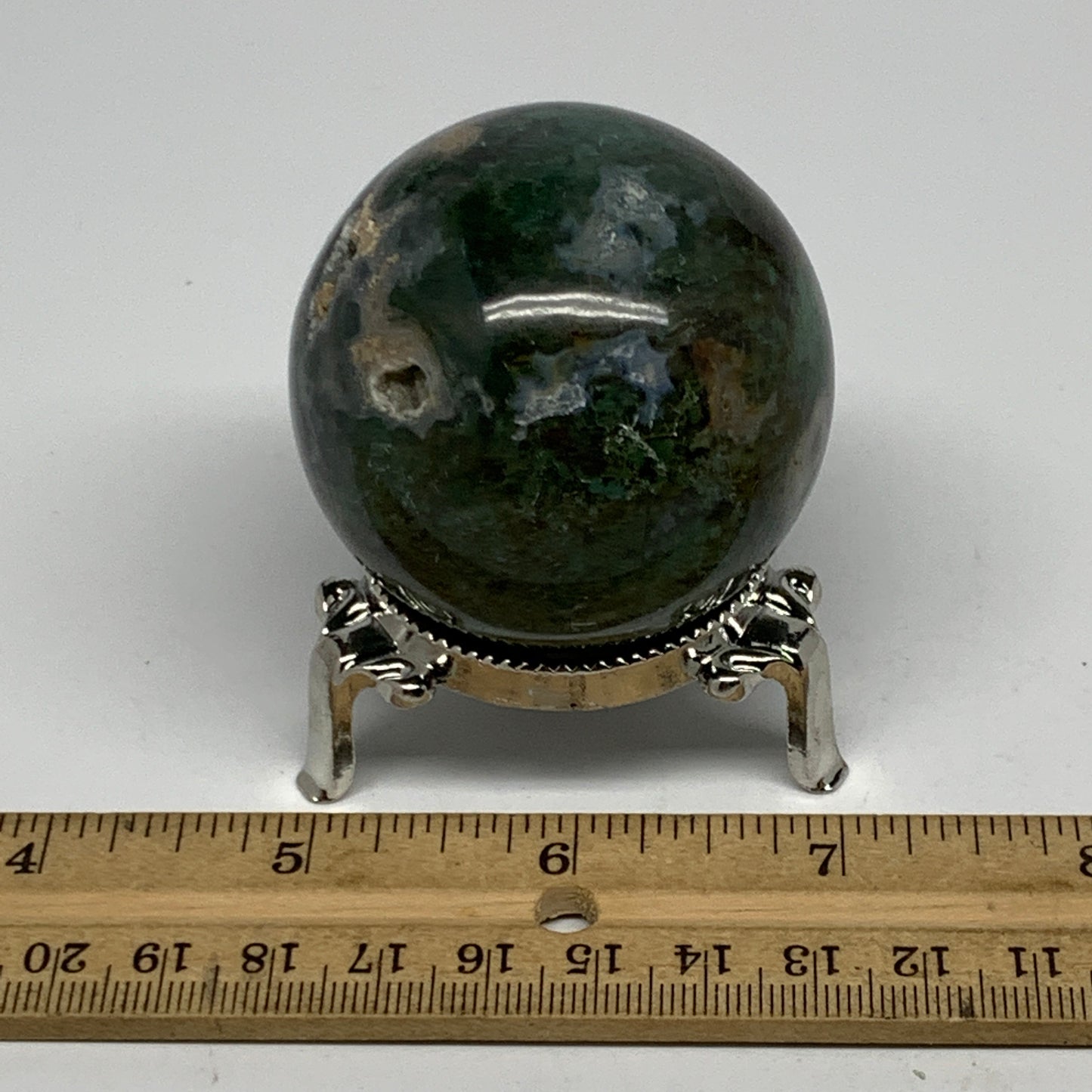 189.3g,2"(52mm), Natural Moss Agate Sphere Ball Gemstone @India,B22437