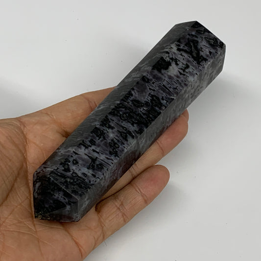 294.2g, 5.4" x 1.5" x 1.3" Indigo Gabro Merlinite Point Tower @Madagascar,B18369
