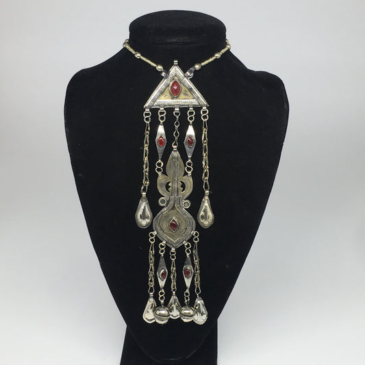 92.8g, 21" Turkmen Necklace Pendant Long Necktie Old Vintage Gold-Gilded,TN379