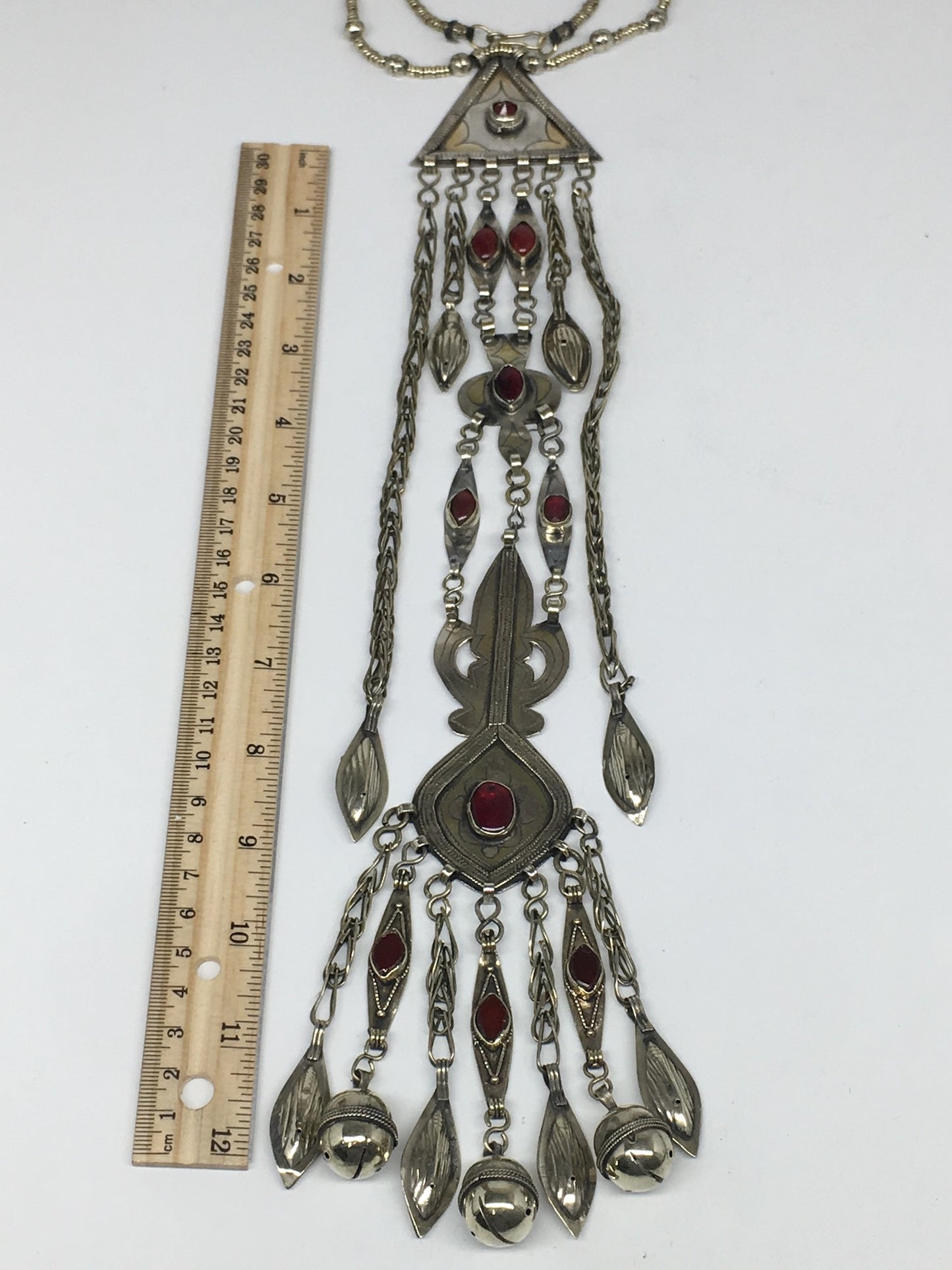 148.1g, 21" Turkmen Necklace Pendant Long Necktie Old Vintage Gold-Gilded,TN381