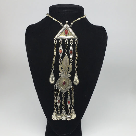 90.2g, 21" Turkmen Necklace Pendant Long Necktie Old Vintage Gold-Gilded,TN382