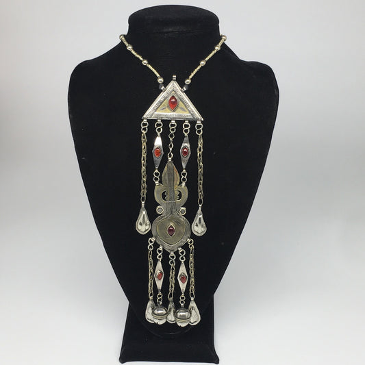 102g, 21" Turkmen Necklace Pendant Long Necktie Old Vintage Gold-Gilded,TN384