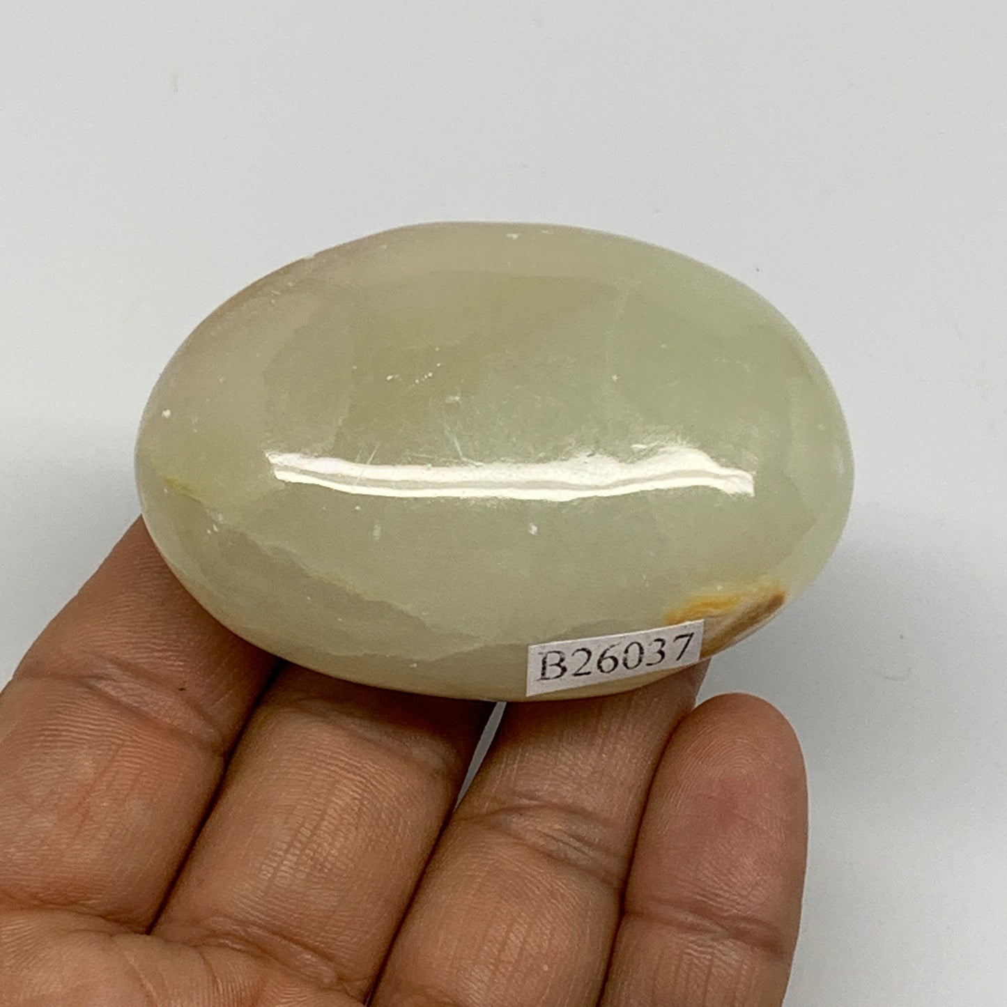 94.4g, 2.4"x1.6"x1" Natural Green Onyx Palm-Stone Reiki @Afghanistan, B26037