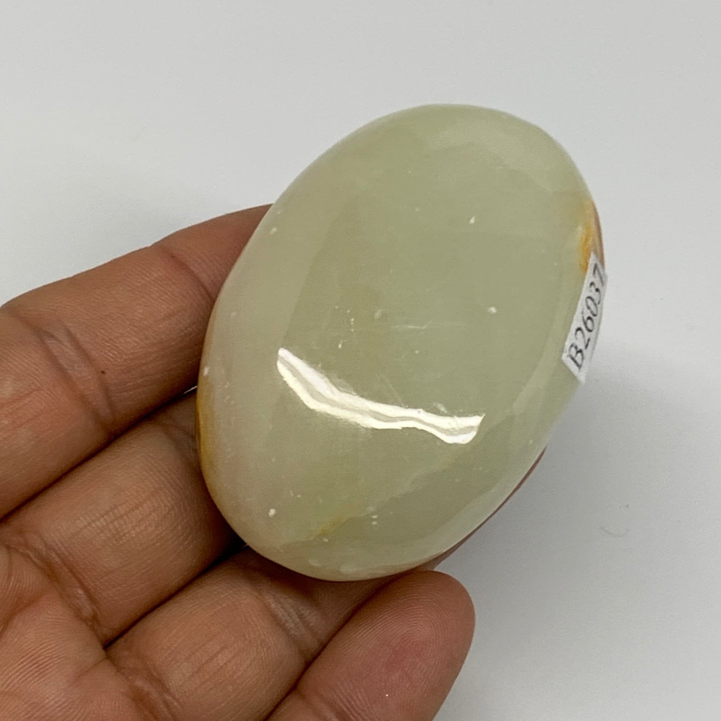 94.4g, 2.4"x1.6"x1" Natural Green Onyx Palm-Stone Reiki @Afghanistan, B26037