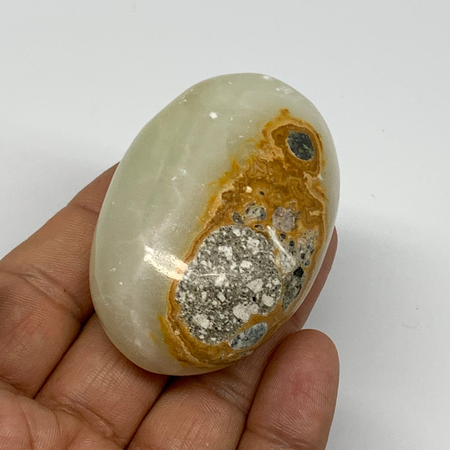 94.4g, 2.4"x1.6"x1" Natural Green Onyx Palm-Stone Reiki @Afghanistan, B26037